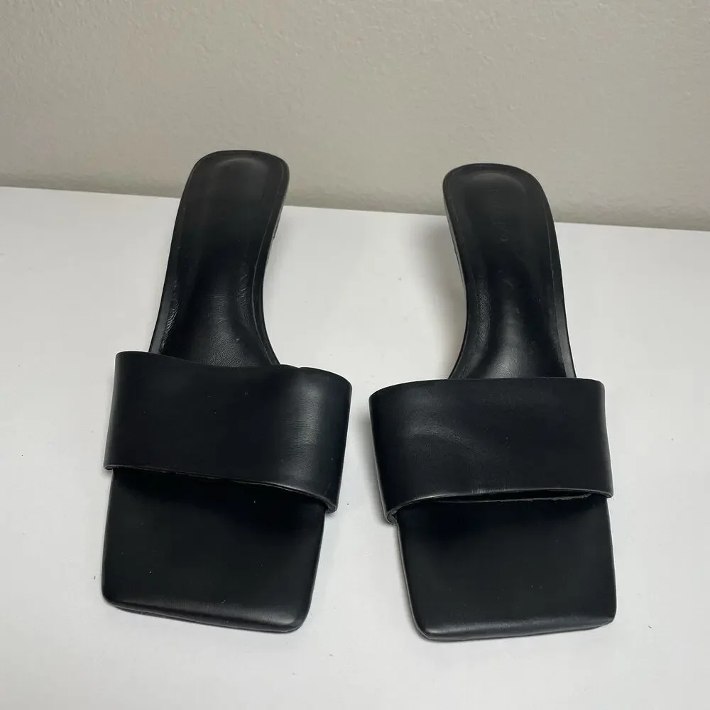 Tony Bianco Black Square Toe Mule Heels